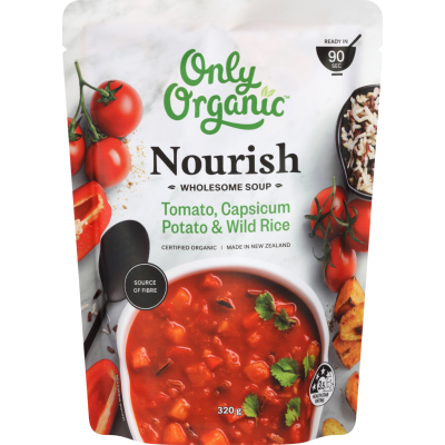 Only Organic Nourish Tomato Capsicum Potato & Wild Rice Wholesome Soup 320g