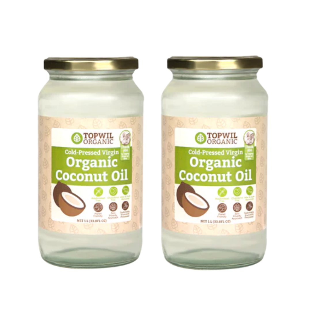 Cold pressed Organic Virgin Coconut Oil - 1L X2 Jars