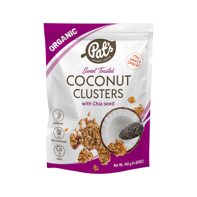 Pats Organic Coconut Clusters with Chia Seeds - 140g